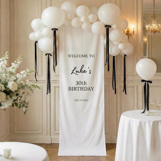 Discover Personalized Birthday Fabric Banner, Elegant Celebration Decor