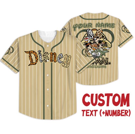 Discover Personalized Disney Safari Mickey and Friends Baseball Jersey, Animal Kingdom Matching Shirt, Custom Disney Trip Outfit