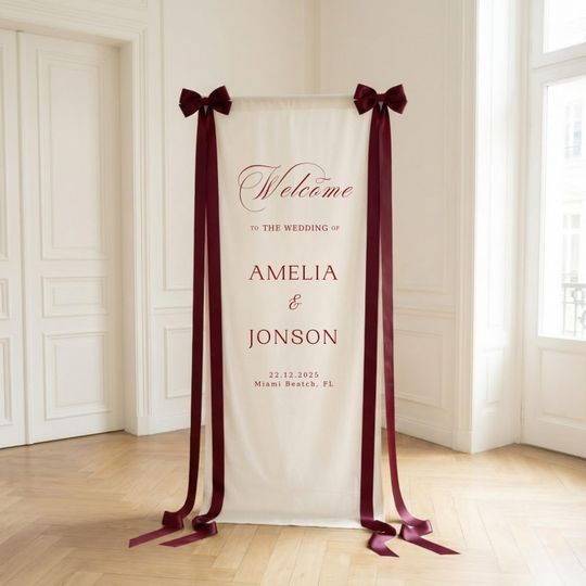 Fabric Wedding Welcome Sign Modern Wedding Welcome Sign Fabric Linen Custom Wedding ceremony Boho Wedding Welcome Sign Ceremony Sign