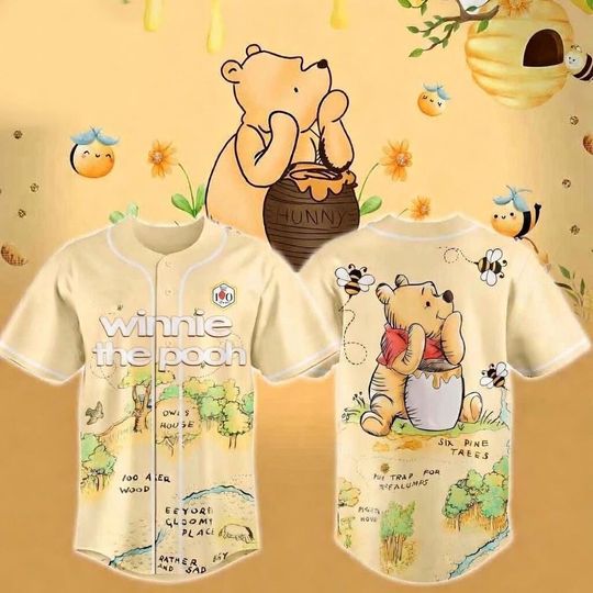 Discover Winnie The Pooh Baseball Jersey, Honey Pooh Shirt, Disney Winnie the Pooh Map Jersey, Pooh Bear Kids Birthday Gift, Cute Pooh Outfit