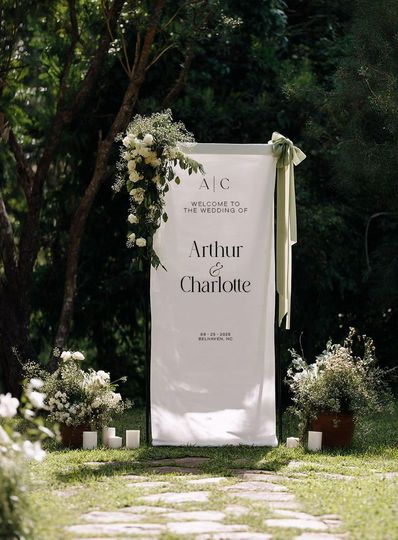 Custom Wedding Fabric Sign, Linen Wedding Welcome Sign,  Outdoor Wedding Banner, Personalized Wedding Decoration, Engagement Party Sign