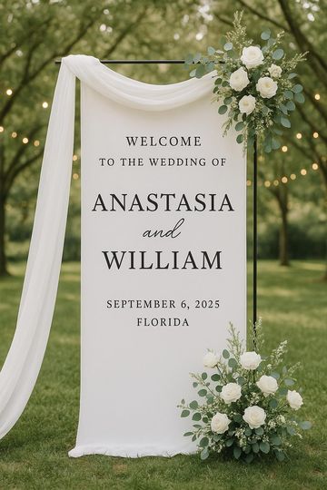Personalized Wedding Welcome Sign | Custom Linen Fabric Banner for Ceremony or Reception | Rustic Boho Wedding Decoration