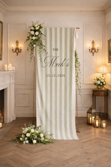 Personalized Wedding Welcome Banner, Custom Fabric Wedding Sign, Wedding Reception Backdrop, Elegant Wedding Decor