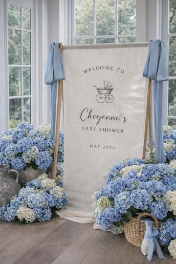 Custom Linen Baby Shower Banner, Personalized Baby Shower Sign, Fabric Signs, Baby Shower Welcome Sign, Baby Shower Decor, Linen Signs