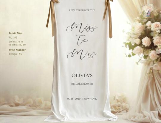 Personalized Fabric Bridal Shower Sign: Floral Wedding Banner