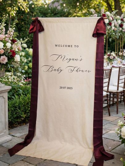 Custom Linen Wedding Sign, Fabric Wedding Sign, Custom Welcome Sign, Linen Wedding Banner, Wedding Decoration, Engagement Party Sign