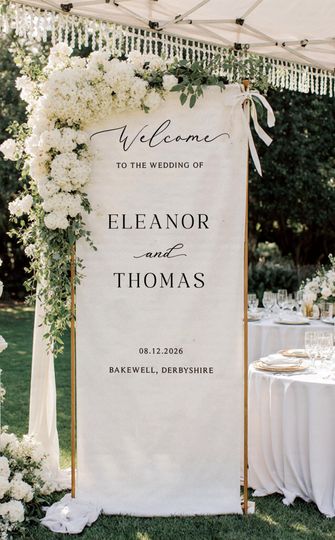 Custom Linen Wedding Sign, Fabric Wedding Sign, Custom Welcome Sign, Linen Wedding Banner, Wedding Decoration, Engagement Party Sign