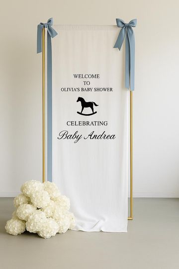 Custom Fabric Baby Shower Welcome Sign, Baby Sprinkle or Baby in Bloom, Personalized Linen Sign, Baby Shower Banner, Fabric Sign Decor, Polo