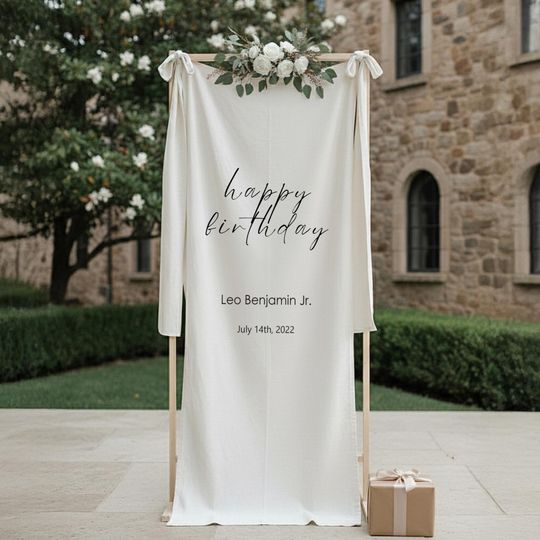 Discover Personalized Birthday Banner: Elegant Fabric Party Backdrop