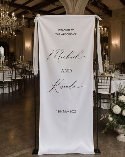 Custom Wedding Fabric Sign, Outdoor Wedding Banner, Linen Wedding Welcome Sign, Personalized Wedding Decoration, Welcome Banner For Wedding
