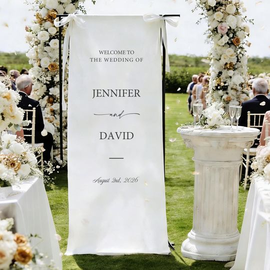 Fabric Wedding Welcome Sign, Engagement Party Banner, Ceremony & Reception Banner, Bridal Shower Decor