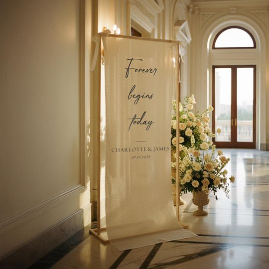 Wedding Welcome Sign, Linen Fabric Welcome Sign for Wedding Reception, Custom Cloth Wedding Sign, Wedding Sign Bundle,Welcome to Our Wedding