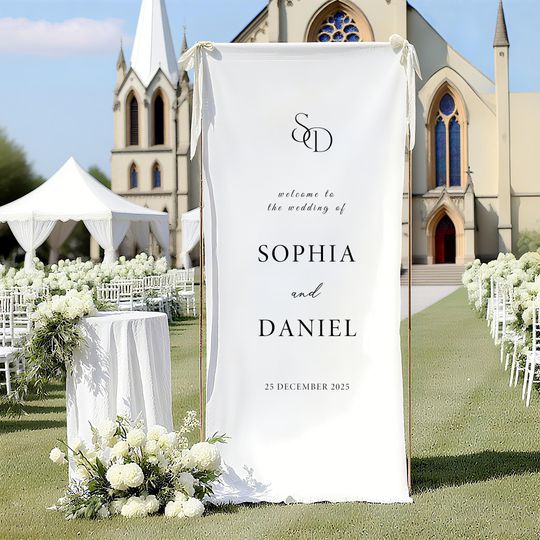 Custom Wedding Welcome Banner: Silk or Cotton Fabric Sign