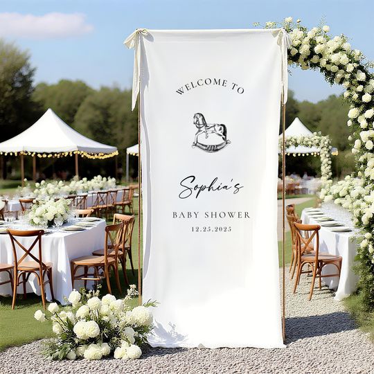 Personalized Fabric Baby Shower Welcome Banner: Rocking Horse Decor
