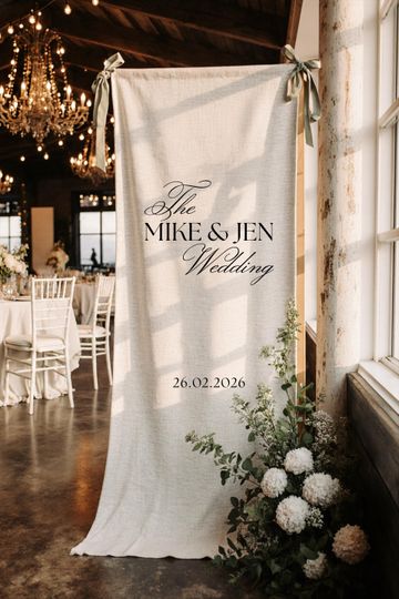 Personalised Fabric Wedding Welcome Sign, Custom Fabric Banner for Weddings, Bridal Showers & Special Events