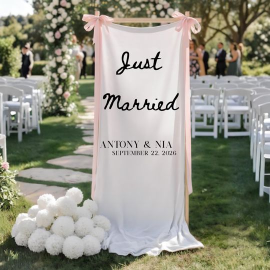 Custom Wedding Fabric Sign, Linen Wedding Welcome Sign, Outdoor Wedding Banner, Personalized Wedding Decoration, Engagement Party Sign