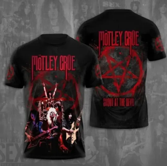 Discover Motley Crue 3D Band T-Shirt - Music Band Graphic Tee