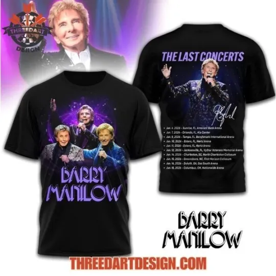 Discover Manilows The Last Concert 2026 Limited 3D T-Shirt for Men and Women