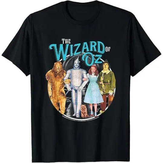 Discover Wizard of Oz Group Poster Black T-Shirt