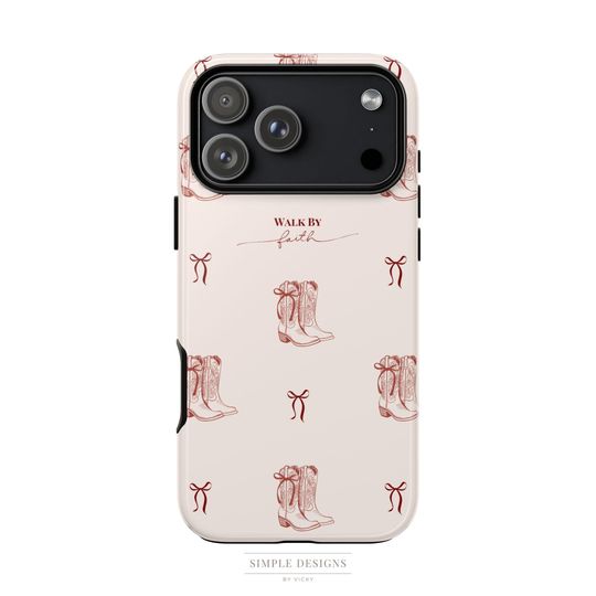 Discover Christian Phone Case, Walk By Faith Western Boots Phone Case, Cute Cowgirl Aesthetic, Christian Inspirational Phone Cover