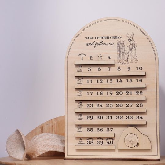 Discover Wooden Lent Calendar: Catholic Easter Countdown Standing Decor