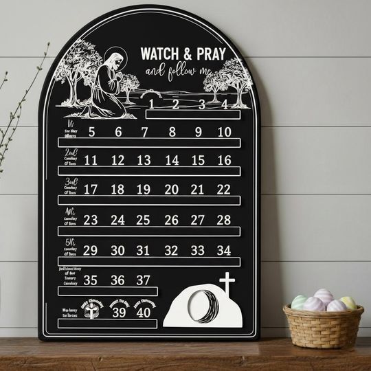 Catholic Lent Calendar Wooden Countdown, 40 Days of Sacrifice Tracker, Religious Easter Countdown, Faith Family Tradition Church School Gift