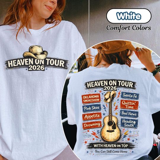 Discover Heaven On Tour 2026 Shirt, Comfort Colors Music Tour Graphic Tee, Country Concert Outfit, Music Lover Merch, Trendy Western Music Fan Gift