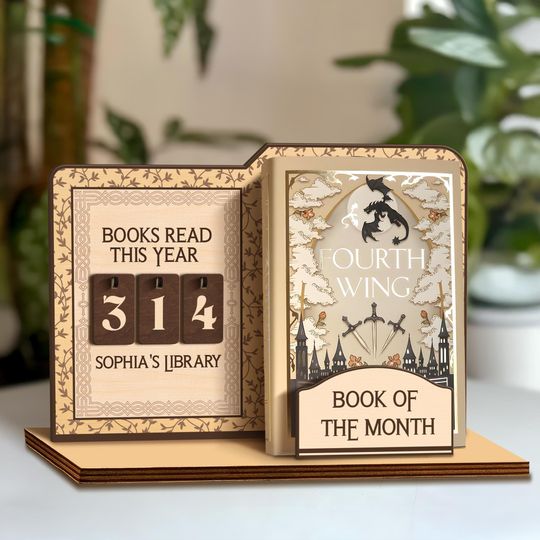 Personalized Book Read Holder - Book Tracker, Books Read This Year Counter, Book Of The Month Display, Gift for Readers, Book Lover Gift