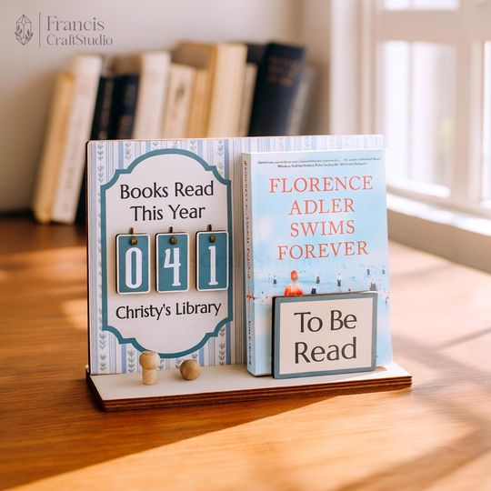 Personalized Book Holder - Book Tracker, Books Read This Year Counter, Book Display, TBR, Gift for Readers, Book Lover Gift, Bookshelf Decor