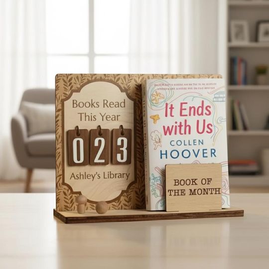 Personalized Wood Book Tracker, Books Read This Year Counter, Custom Reader Gift, Book of the Month Display Shelf, Reading Goal Tracker