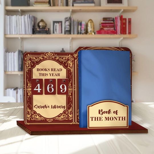 Custom Book Read Holder - Book Tracker, Books Read This Year Counter, Book Of The Month Display, Personal Gift for Readers, Book Lover Gift.