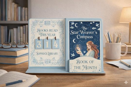 Custom Book Read Holder - Book Tracker, Books Read This Year Counter, Book Of The Month Display, Personal Gift for Readers, Book Lovers