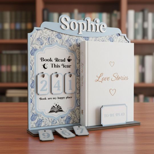 Personalized Book Read Holder - Book Tracker, Books Read This Year Counter, Book Of The Month Display, Gift for Readers, Book Lover Gift