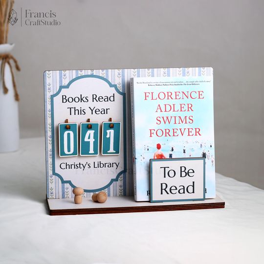 Personalized Book Tracker, Book Holder, Books Read This Year Counter, Book Display, TBR, Gift for Readers, Book Lovers Gift, Bookshelf Decor