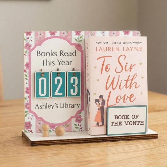 Personalized Book Read Holder - Book Tracker, Books Read This Year Counter, Book Of The Month Display, Gift for Readers, Book Lover Gift