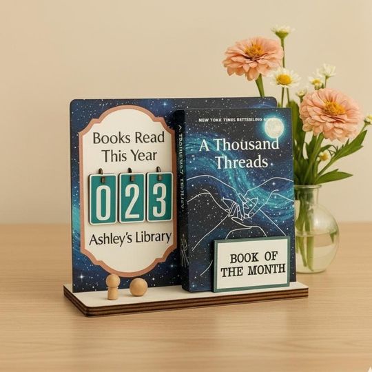 Personalized Book Tracker and Holder  Bookshelf Decor, Book Lover Gift