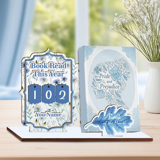 Custom Book Read Holder, Book Tracker, Floral Books Read This Year Counter, Book Of The Month Display, Personal Gift for Readers,Book Lovers