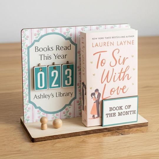 Personalized Book Read Holder - Book Tracker, Books Read This Year Counter, Book Of The Month Display, Gift for Readers, Book Lover Gift