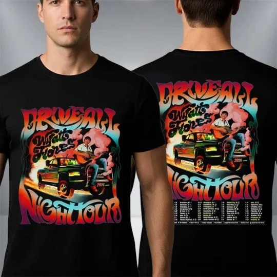 Discover Wyatt Flores The Drive All Night Tour 2026 Unisex Double Sided T-Shirt