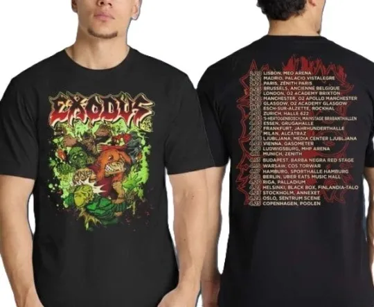 Discover Exodus Merch Hate Machine European Tour 2026 Double Sided T-Shirt