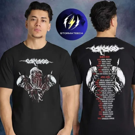 Discover Carcass Krushers Of The World Tour 2026 Two Sided Date Band Shirt