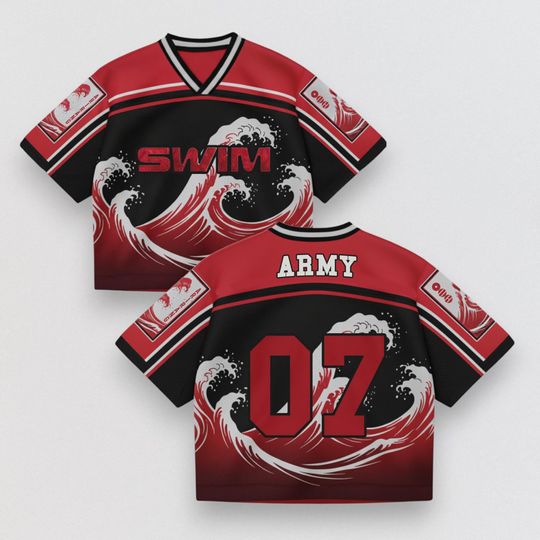 BTS SWIM Jersey Custom Bias Name Shirt, Personalized Kpop Fan Jersey Shirt, Bangtan ARMY Wave Graphic Jersey, Bangtan Concert Outfit