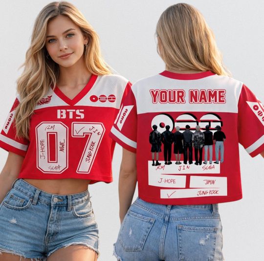 Arirang BTS World Tour Croptop Jersey, Kpop BTS Football Jersey, ARMY Fan Concert Outfit, Bangtan Boys Jersey