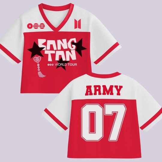 Bangtan Arirang Croptop Football Jersey, BTS World Tour 2026 Jersey Shirt, BTS RM Jin Suga J-Hope Jimin V Jungkook Army Fan Gift