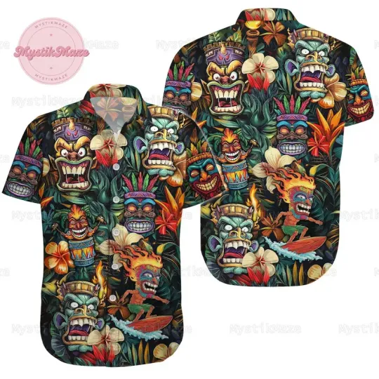 Discover Tiki Hawaii Shirt Button Up for Beach and Summer