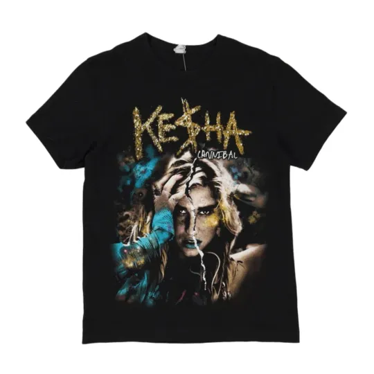 Discover Vintage 2011 Kesha Cannibal Black Graphic Band Tour T-shirt