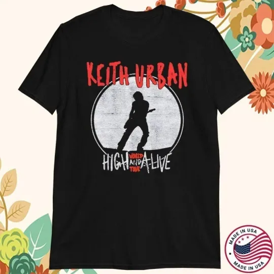 Discover Keith Urban High And Alive World Tour Cotton Black S-5XL T Shirt