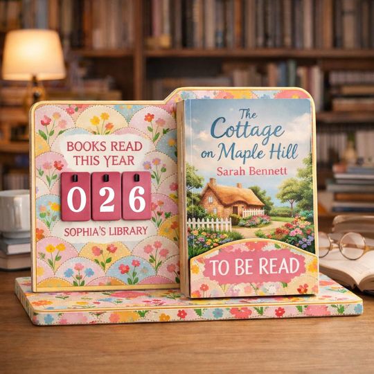 Personalized Wooden Book Tracker Stand, Reader Gift, Book Lover Decor