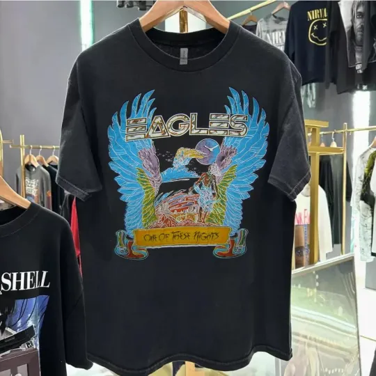 Discover Eagles US Tour 90s Retro style Black T shirt