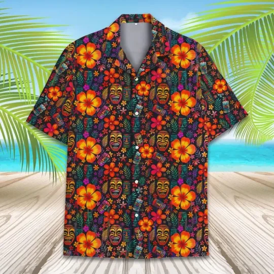 Discover Floral Tiki Hawaii Shirt for Men and Women Summer Beach Vacation